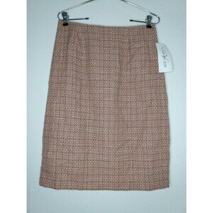 Villager Liz Claiborne Tweed Pencil Skirt Women Sz 8 Pink Brown Lined Career NEW
